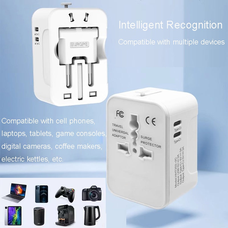 Universal Travel Adapter - All-in-One Worldwide Plug with USB-C & 3 USB Ports