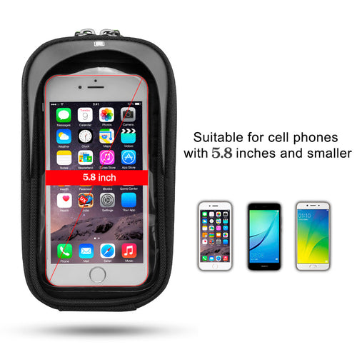 Bike Handlebar Phone Bag - Touchscreen Compatible for 6" Phones