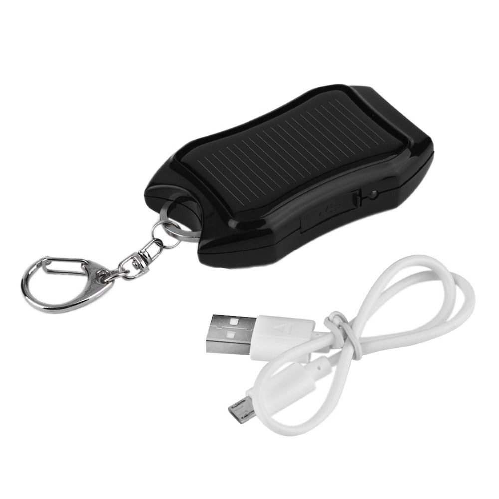 Solar Power Bank Keychain with LED Flashlight