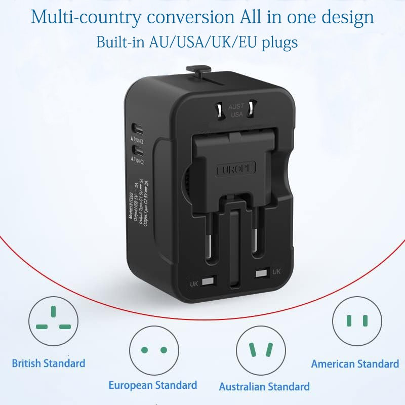 Universal Travel Adapter - All-in-One Worldwide Plug with USB-C & 3 USB Ports