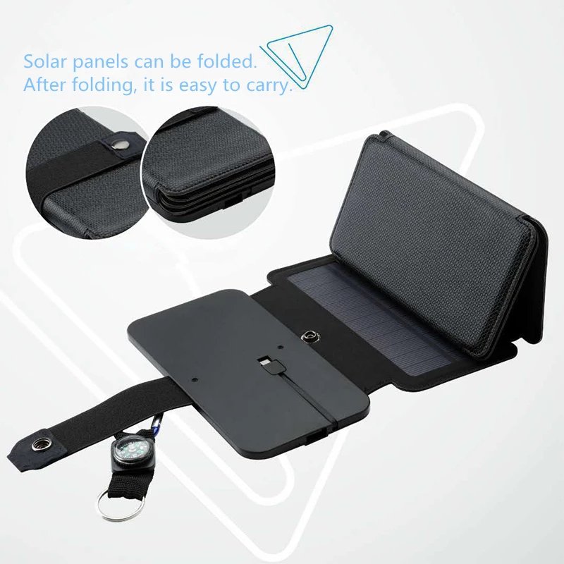 10W Foldable Solar Panel Charger with Compass