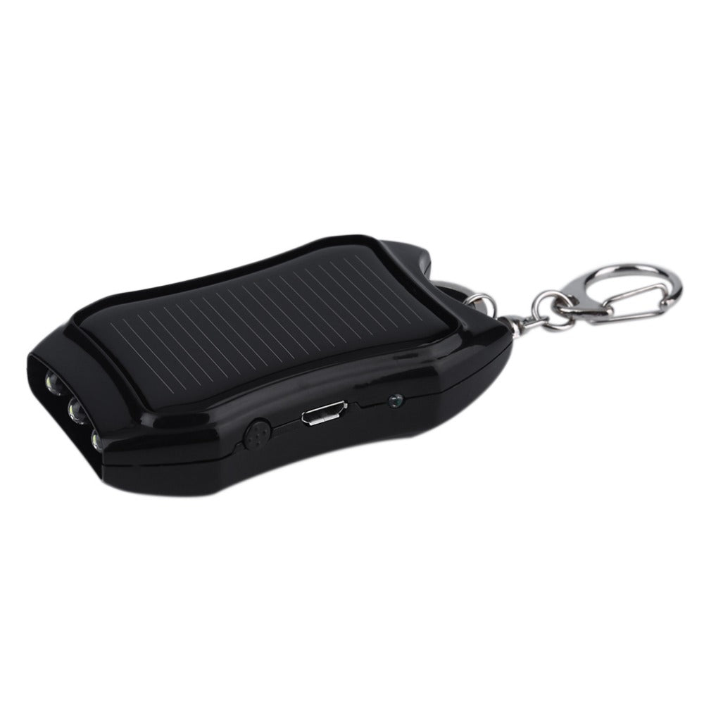 Solar Power Bank Keychain with LED Flashlight