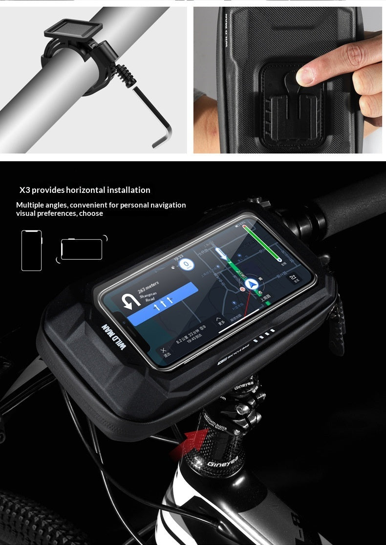 Waterproof Hard-Shell Bike Handlebar Bag - 0.5L Phone Mount